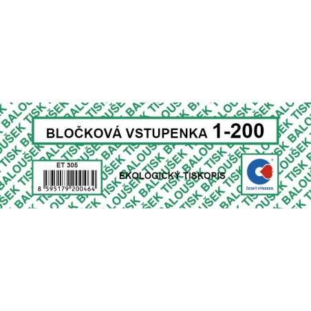 Bločkové vstupenky 1 - 200 čísel