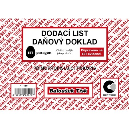 Dodací list - daňový doklad A6 - EET