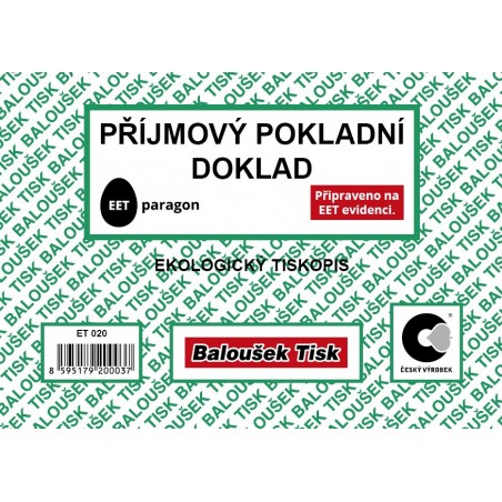 Příjmový pokladní doklad A6 - EET