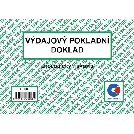 Výdajový pokladní doklad A6